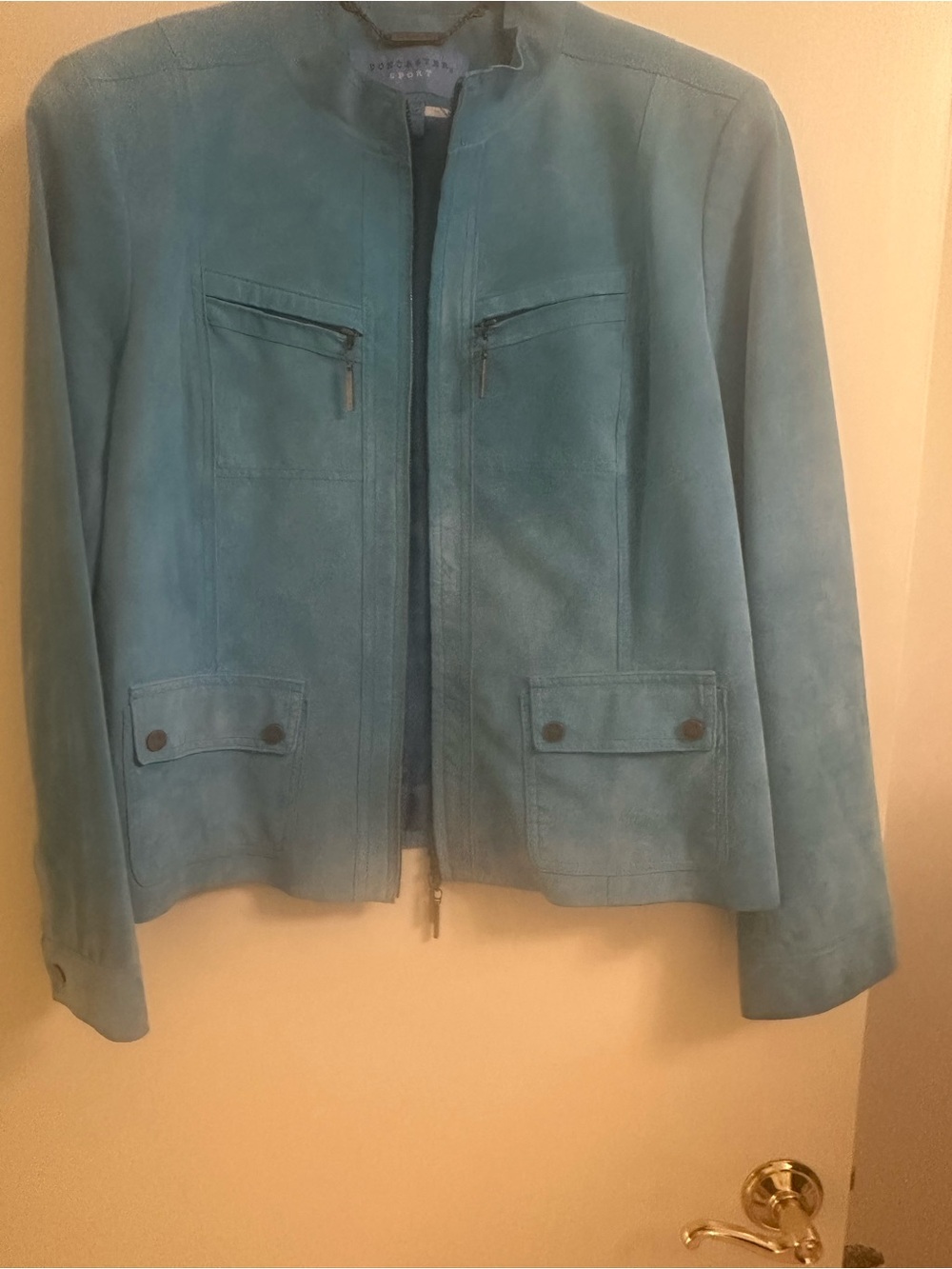 Suede Jacket. Like New. Pool Blue. XL. $128.